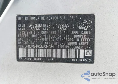 2018 Honda Fit Lx from USA, damaged, VIN 3HGGK5H40JM734084